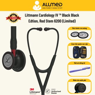 Ống nghe Littmann® Cardiology IV ™ màu Black Edition, phần nối màu đỏ, mã 6200, chính hãng 3M Mỹ