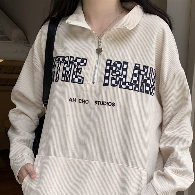 Áo Hoodie Dáng Rộng Thời Trang Retro Hàn Quốc Cho Nữ
