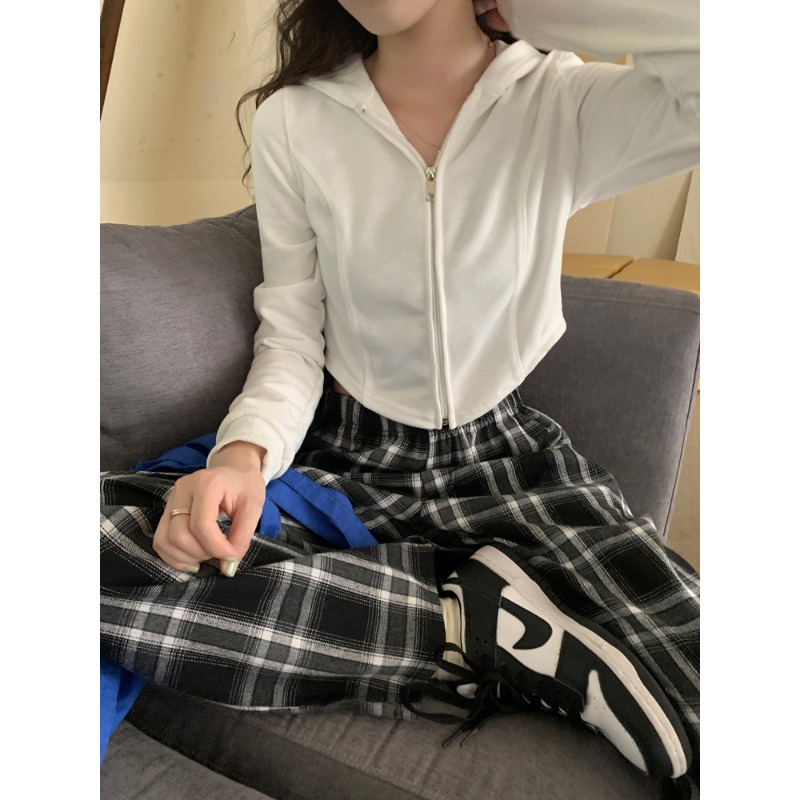 Áo Hoodie Lửng Màu Trơn Thời Trang Mùa Thu Mới Cho Nữ