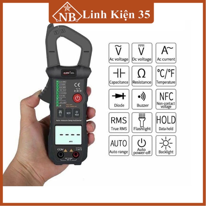 Đồng hồ kẹp dòng Winapex ET8204, kìm kẹp dòng kỹ thuật số màn hình LCD đo điện vạn năng tiện lợi, bảo vệ quá tải