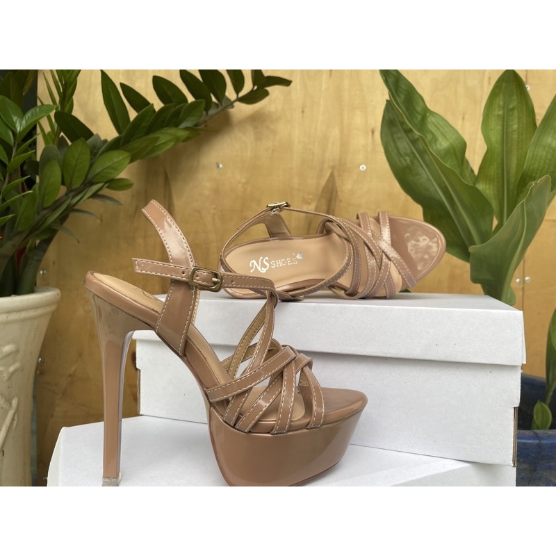 Giày cao gót Hoa hậu đế đúp quai chéo 6 dây cá tính ôm chân 13cm - NS2121