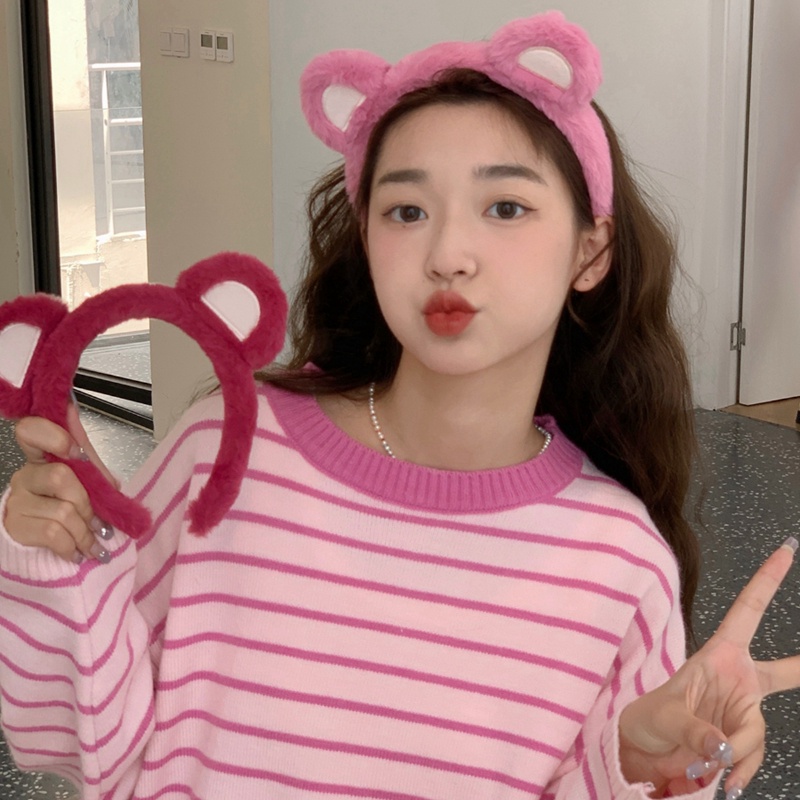 Băng Đô Cài Tóc Rửa Mặt Hình Gấu Hồng Dễ Thương Thời Trang Thu Đông Hàn Quốc 2022