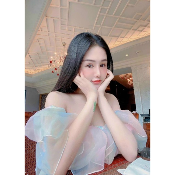 💕🍀Áo tiểu thư tay bồng thắt nơ lưng Kèm Mút ngực cực xinh