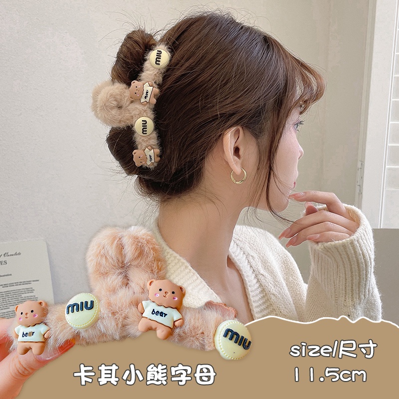 Kẹp Tóc Hình Cá Mập Phủ Lông Phong Cách Hàn Quốc Thời Trang Mùa Đông Cho Nữ