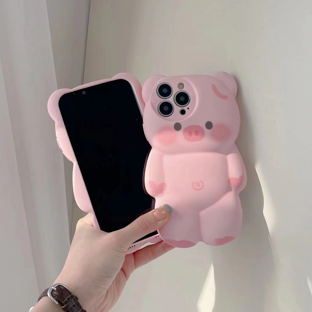 Ốp Điện Thoại Ba Chiều Mềm In Hình Heo Hồng Hoạt Hình Cho iPhone14 13 11 12 Pro MAX