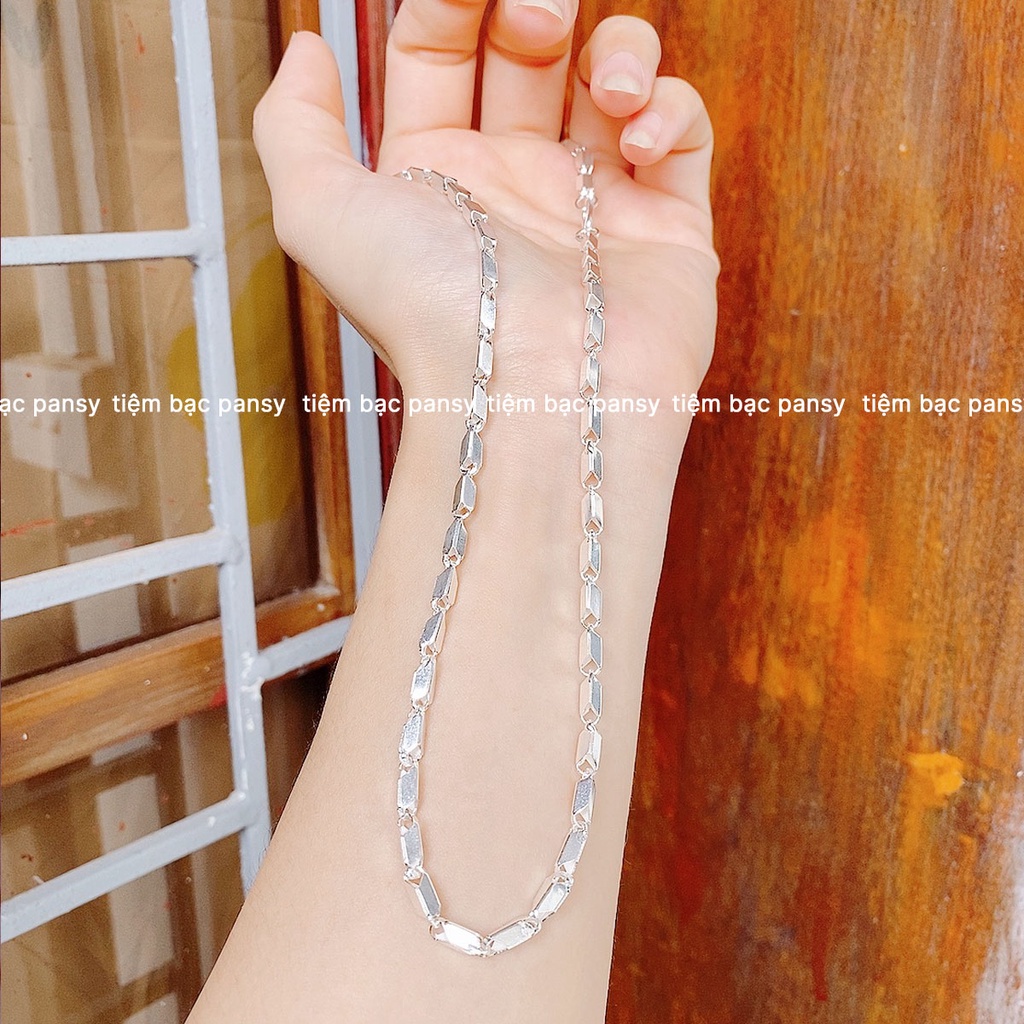 Dây chuyền bạc cho bé chuỗi hạt gạo rỗng PANSY - Vòng cổ bạc ta người lớn trẻ em đều đeo được