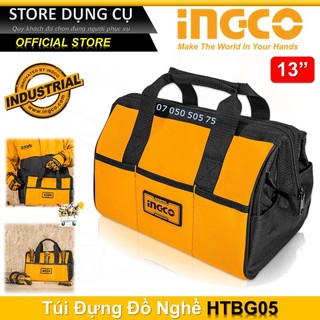 Túi đồ nghề dụng cụ 13" Ingco HTBG05 giỏ đồ nghề cho cơ khí, điện lạnh, công trình, vải polyester siêu bền bỉ