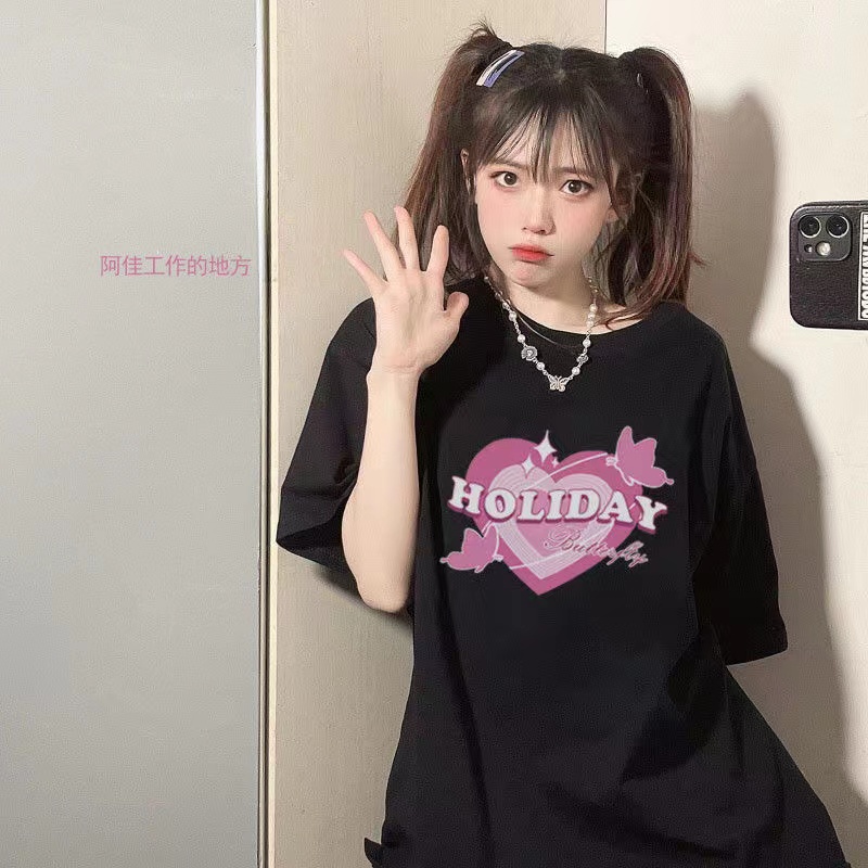 NRVP Áo Thun Unisex Mùa Hè Dáng Suông Tay Cộc Phong Cách Hàn Quốc Cho Nam Nữ