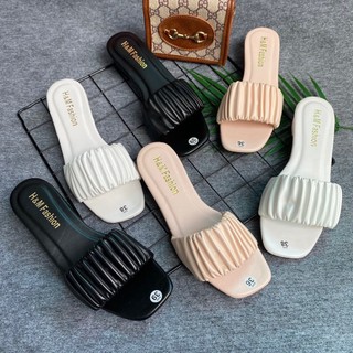 Guốc nữ dép cao gót nữ đế vuông 3cm quai nhún bèo , dép gót nữ thời trang cute