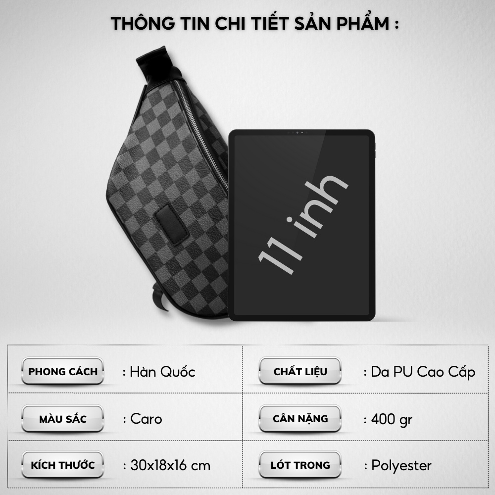Túi đeo chéo nam Da pu cao cấp Chống thấm nước Túi đeo ngực Kiểu dáng trẻ trung, cá tính - 𝑰𝑩𝑨𝑮