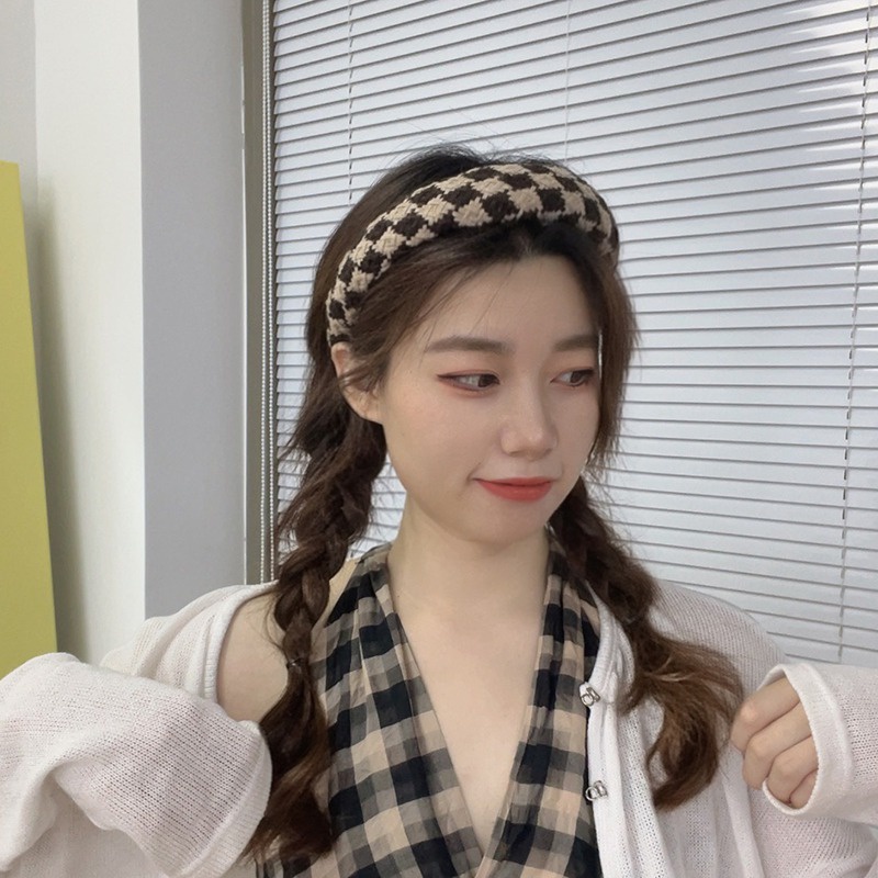Băng Đô Cài Tóc Phủ Lông Màu Cà Phê Phong Cách Hàn Quốc Cổ Điển Thời Trang Thu Đông Cho Nữ