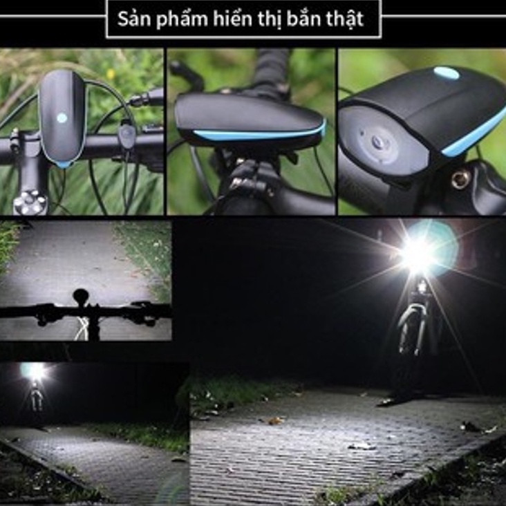Đèn pin xe đạp siêu sáng chống nước IPX6 PACELINE 140db, hỗ trợ sạc USB