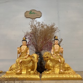 Bộ 02 văn thù phổ hiền bồ tát 40cm composite