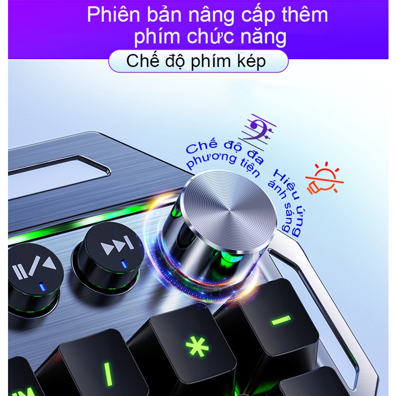 Bàn phím cơ blueswitch K100 full size dùng cho Pc, laptop ,Có led RGB 10 chế độ phù hợp với chơi game