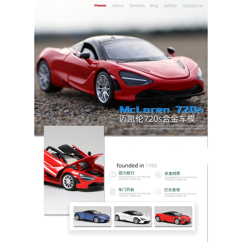 Mô Hình Xe Hơi Thể Thao McLaren 720S Bằng Hợp Kim Tỉ Lệ 1: 32