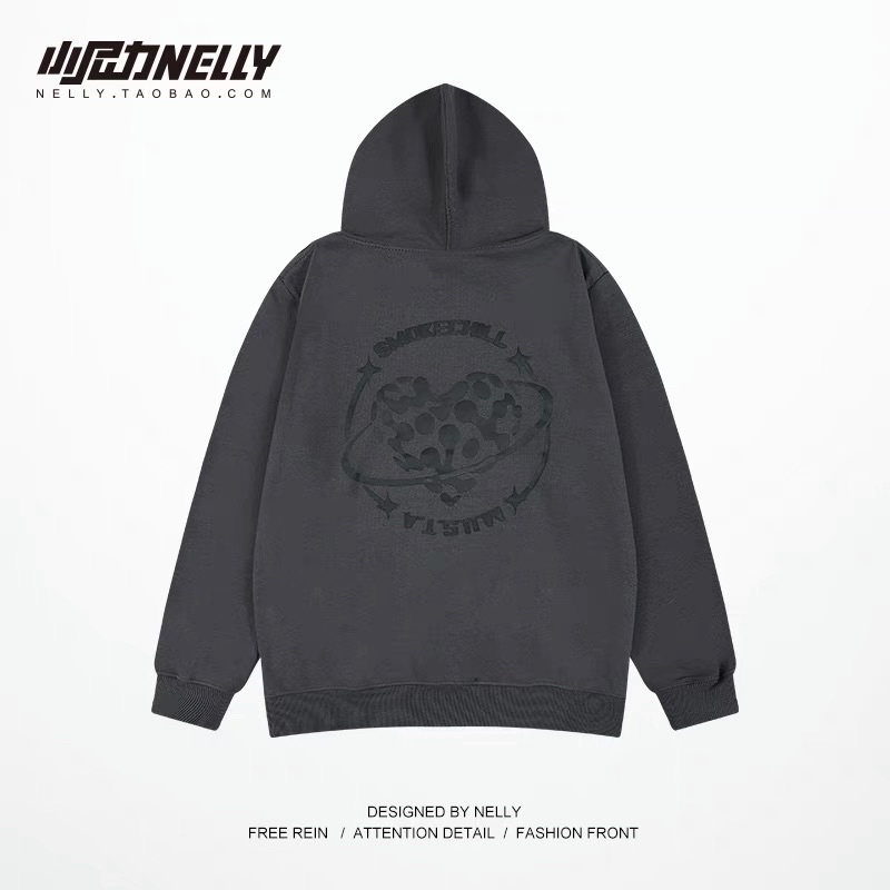 Áo nỉ hoodie Nelly unisex mẫu mới 2022 2 màu kem, tro