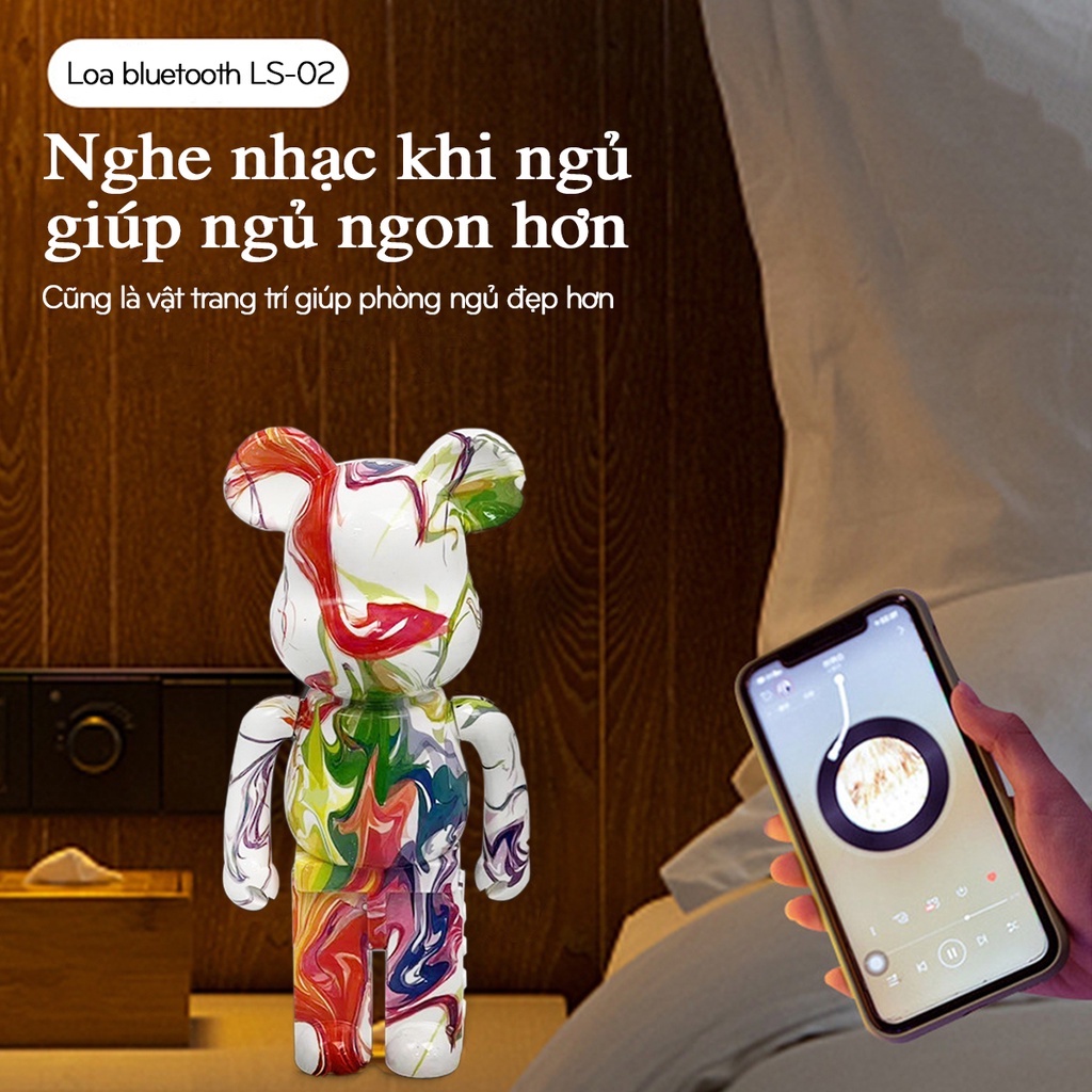 Loa Bluetooth Hình Gấu Bearbrick - Âm Thanh To - Bass Trầm Ấm - Thích Hợp Trang Trí Decor Bàn Làm Việc, Phòng Khách