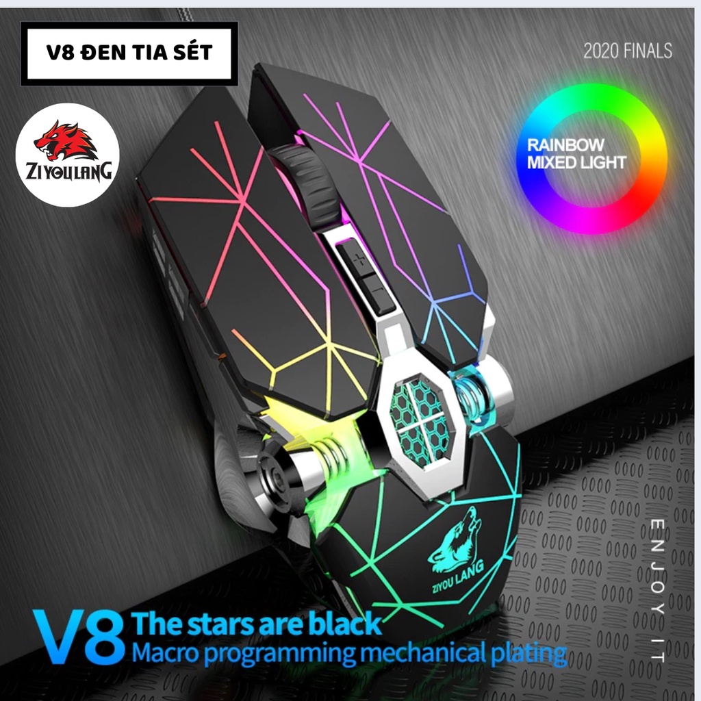 Chuột Gaming Mouse Máy Tính Có Dây ZiyouLang V8 Led RGB 7 Màu, Thiết Kế Độc Lạ, Trục Đối Xứng, Phù Hợp Laptop/Pc