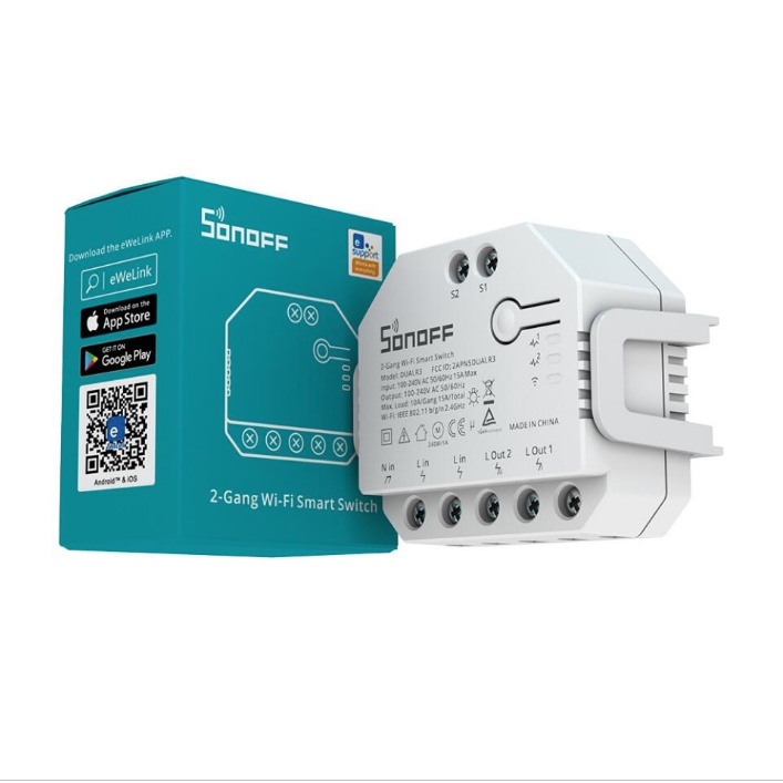 Mạch đóng ngắt điện từ xa qua WIFI 2 kênh, sonoff Dual, từ xa thông minh