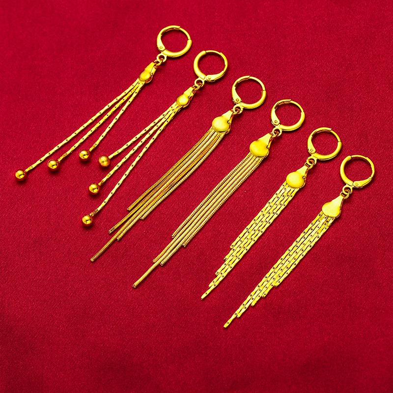 Khuyên Tai Tua Rua Dài Mạ Vàng Đồng Phong Cách Mới Cho Nữ