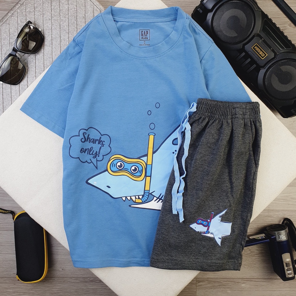 Đồ bộ bé trai Gap size đại chất thun cotton nhiều màu sắc in hình khủng long mặc đi học đi chơi đều đẹp