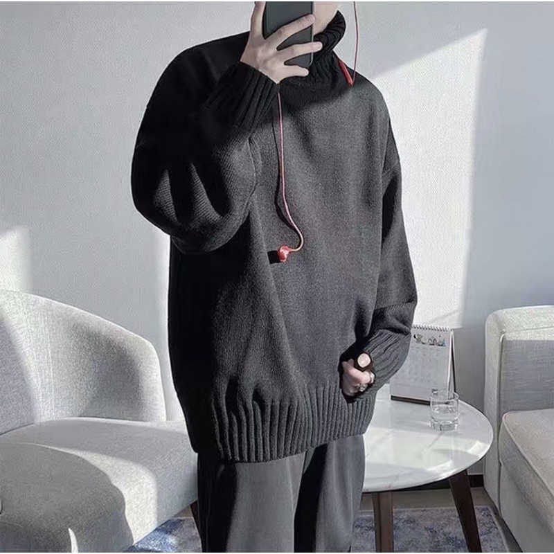 Áo Len Trơn Cổ Cao Unisex