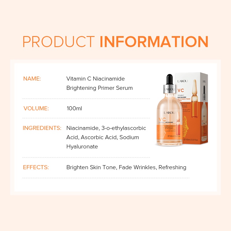 Serum LAIKOU chứa vitamin c niacinamide làm sáng đều màu da 100ml