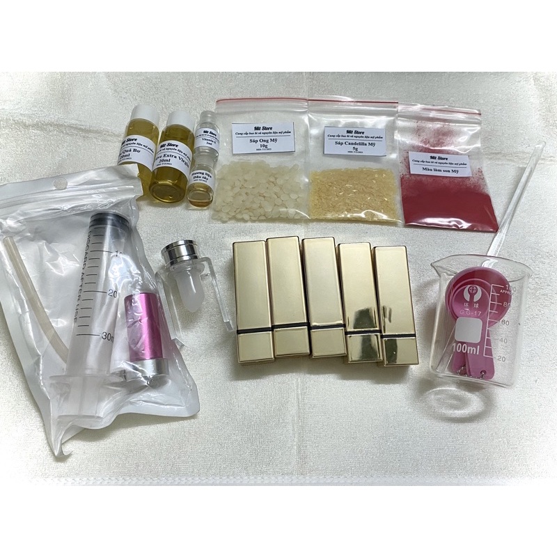 Bộ nguyên liệu làm son cơ bản - 5 thỏi (có khuôn)