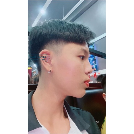 Bông tai tròn sơn đen cho nam nữ cá tính- Bông bạc ta