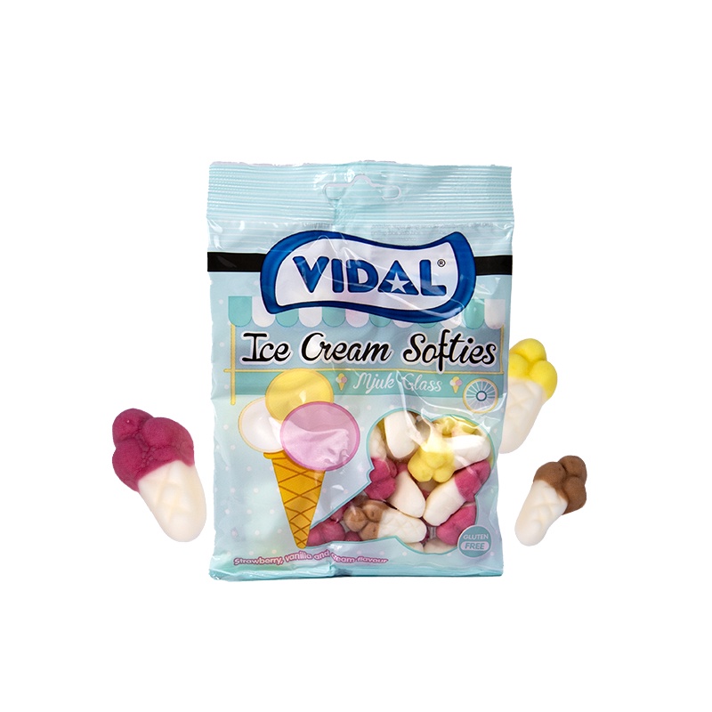 Gói kẹo dẻo trái cây hình cây kem dễ thương Vidal Tây Ban Nha 80g
