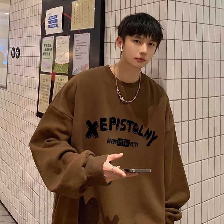 Áo Khoác Sweater Dáng Rộng Cổ Tròn Không Có Mũ Trùm Đầu Phong Cách Hip Hop Đường Phố Cao Cấp