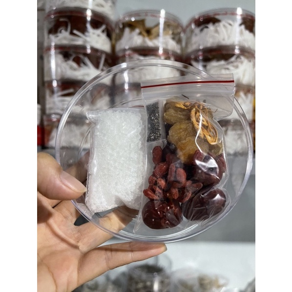 Gia Vị Chưng Tổ Yến Đầy Đủ 5vị Thơm ngon bỗ dưỡng 1gói 35gram gồm táo đỏ, đong trùng hạ thảo, long nhãn và đường phèn