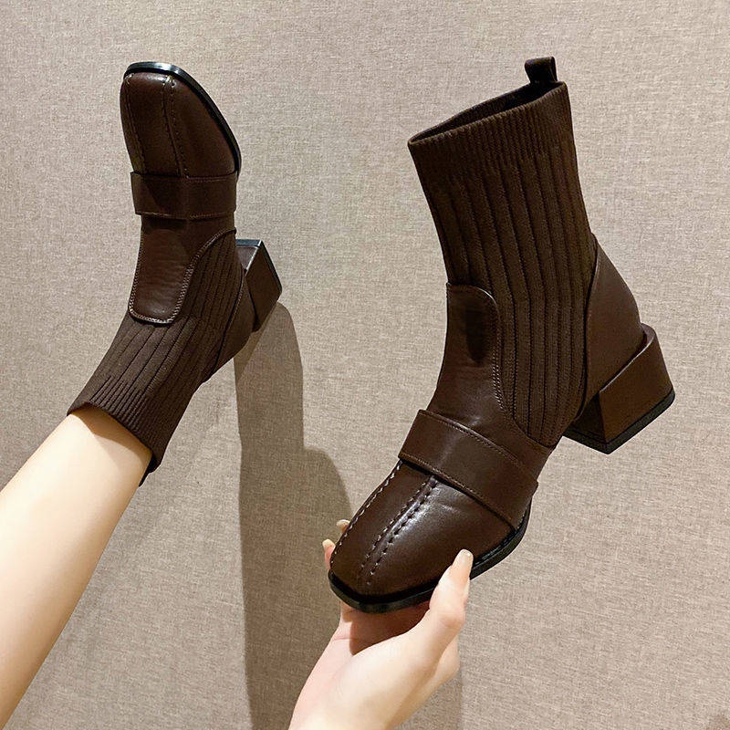 Giày Boot Mũi Vuông Thiết Kế Mới Thời Trang Dành Cho Mùa Xuân Thu