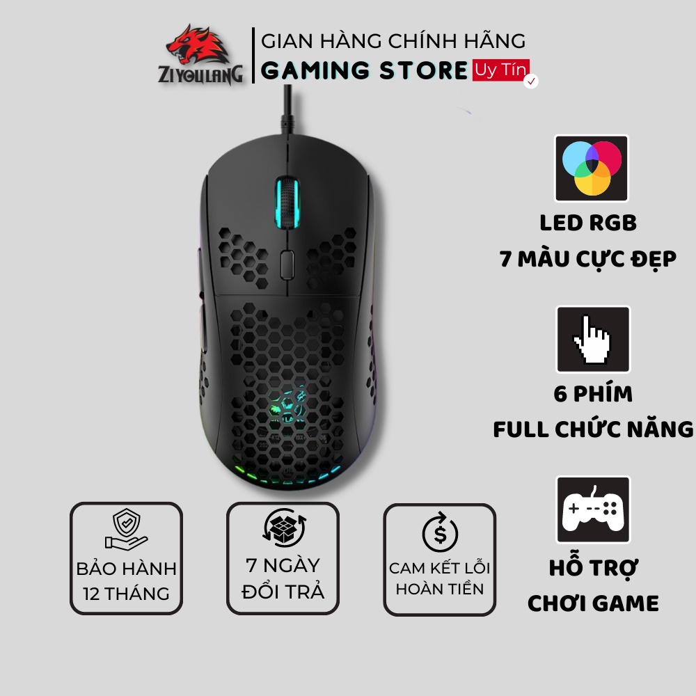 Chuột Máy Tính Có Dây Gaming ZiyouLang M8 Pro Có Led RGB Đổi Màu Cực Đẹp, Thiết Kế Độc Lạ, Sử Dụng Cho Máy Tính, Laptop