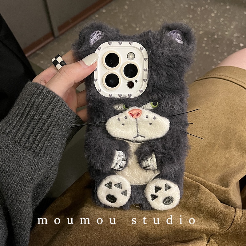 Ốp Điện Thoại Phủ Lông Họa Tiết Chú Mèo Dễ Thương Cho Iphone 14pro Max Iphone13 / 12 New 11 14pro X / XR 13Promax