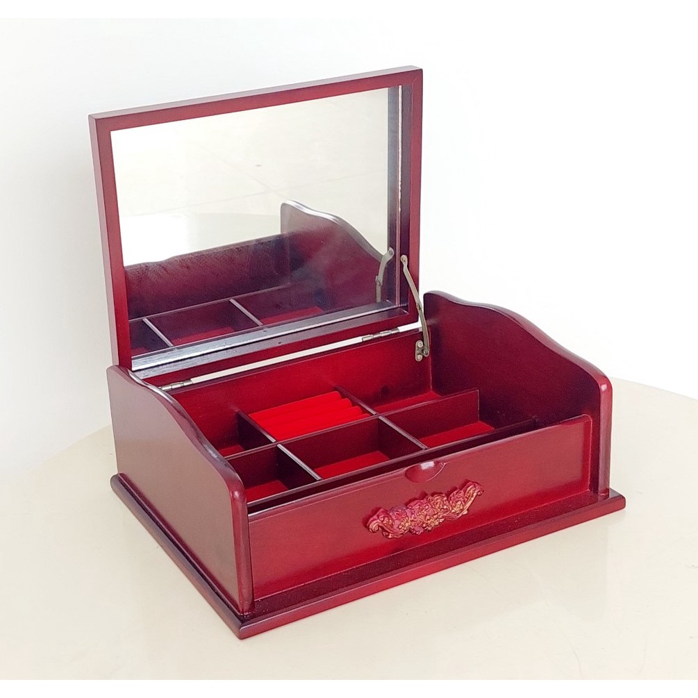 Hộp Nữ Trang Gỗ Có Gương Sang Trọng 27x20.5cm - Hàng VN Xuất Khẩu