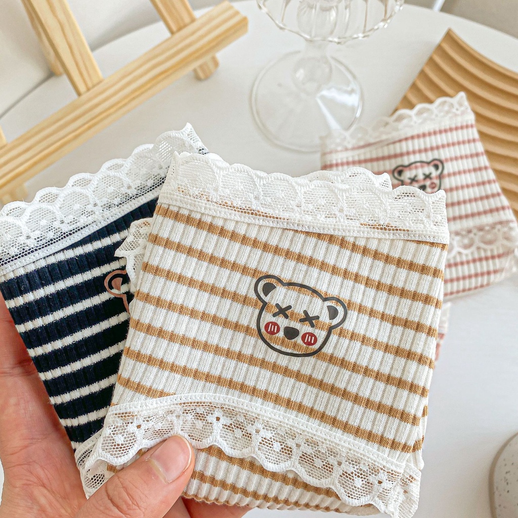 Quần Lót Nữ Cotton Cao Cấp, Quần Lót Nữ Gấu Sọc Ngang ZANA BRA L167