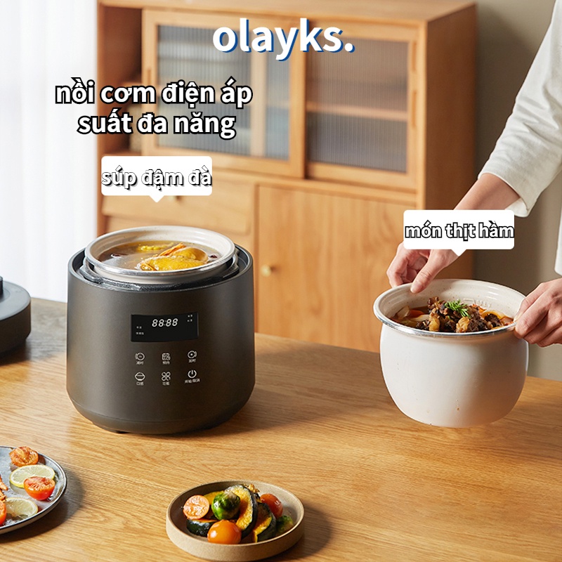 Nồi áp suất điện olayks gia đình thông minh Nồi áp suất mini nhỏ 2.5L Nồi cơm điện 1-2-3-4 người Nồi áp suất điện đa năng 2.5L Nồi áp suất điện 2.5L nồi ap suất điện nồi áp suất đa năng