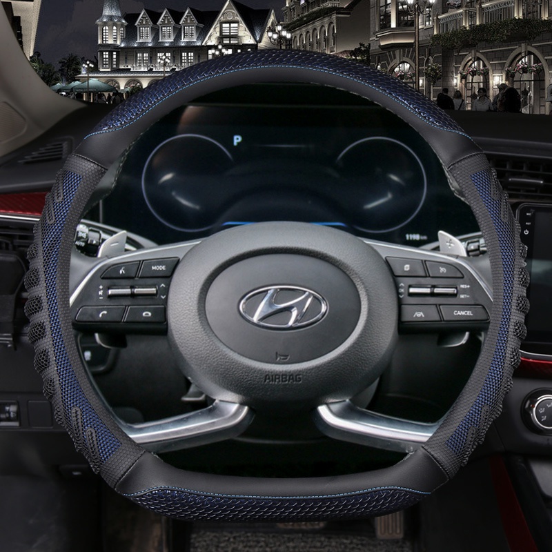 Bao Da Bọc Vô Lăng Xe Hơi Hình Chữ D Bằng Sợi Carbon Cho Hyundai Creta II 2021 2022