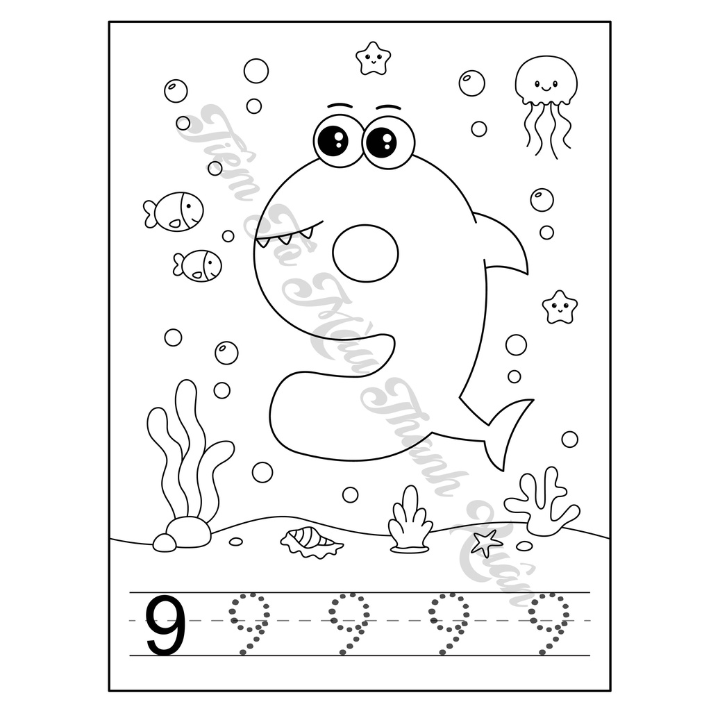 Set 26 Tờ Bảng Chữ Cái Tiếng Anh Và 10 Tờ Chữ Số Hình Baby Shark Cute Cho Bé - Tiệm Tô Màu Thanh Xuân