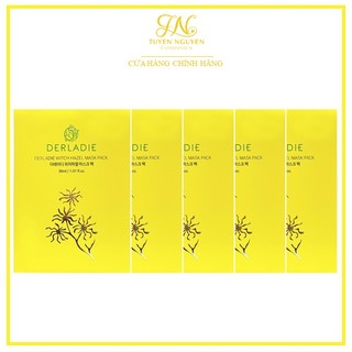 Combo 5 miếng Mặt nạ giảm mụn, dưỡng sáng da Derladie Witch Hazel Mask Pack 30ml