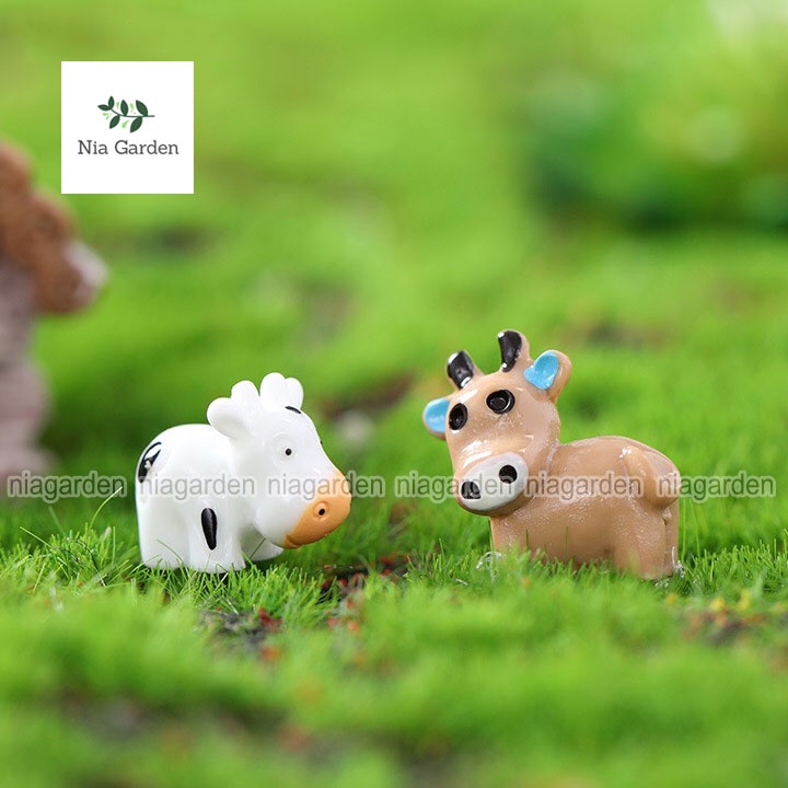 Tiểu cảnh bò sữa mini trang trí chậu cây nhỏ để bàn Nia Garden N5