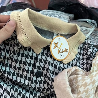 Set len dạ ziczac bé gái