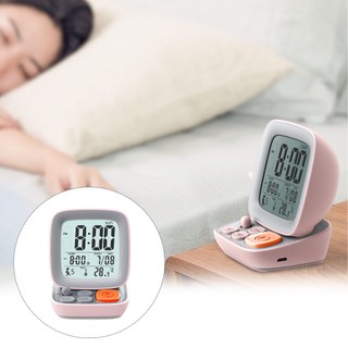 Electronic Bedside Temperature Display Home Office Voice Broadcast Small Computer Shape Alarm Clock