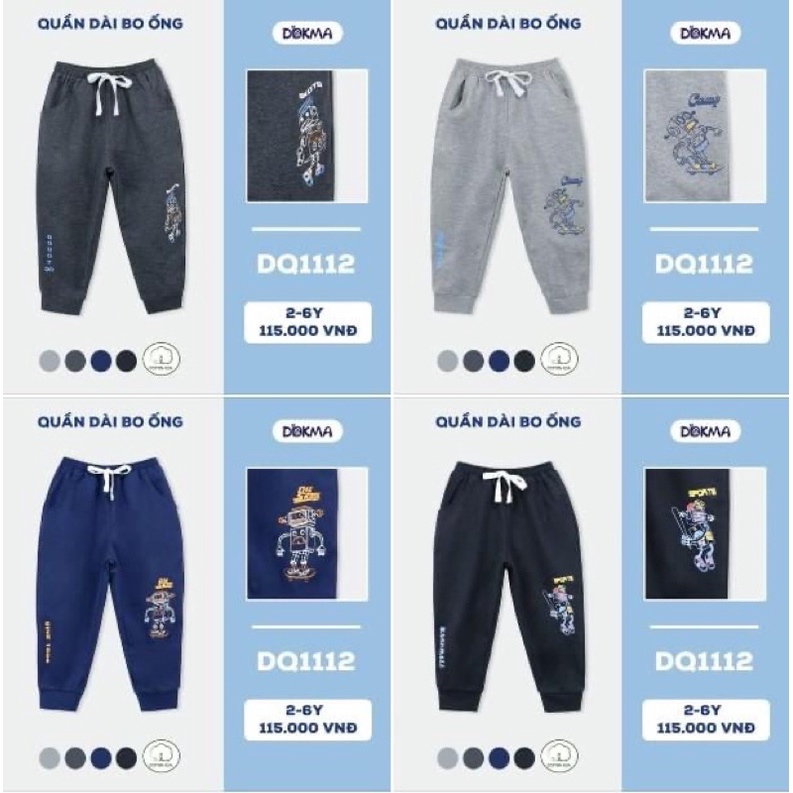 DQ1112 / Dq1099 - Quần dài bé trai cotton mỏng (2-6y)