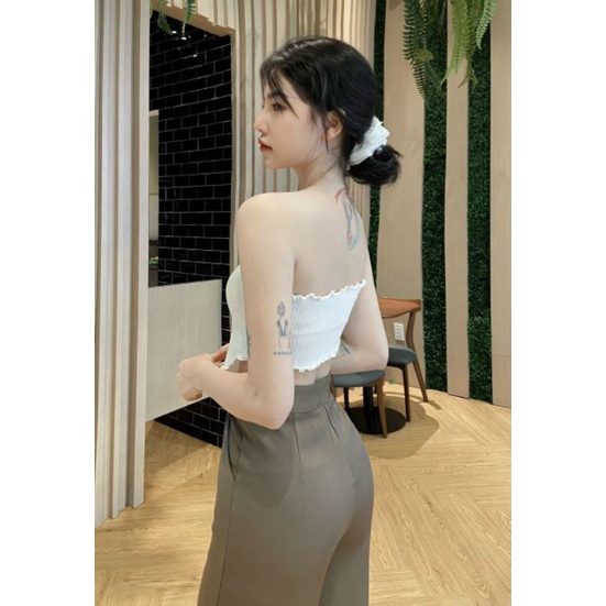 Áo ống vạt nhọn có dây trang trí đằng sau áo shop TieLi