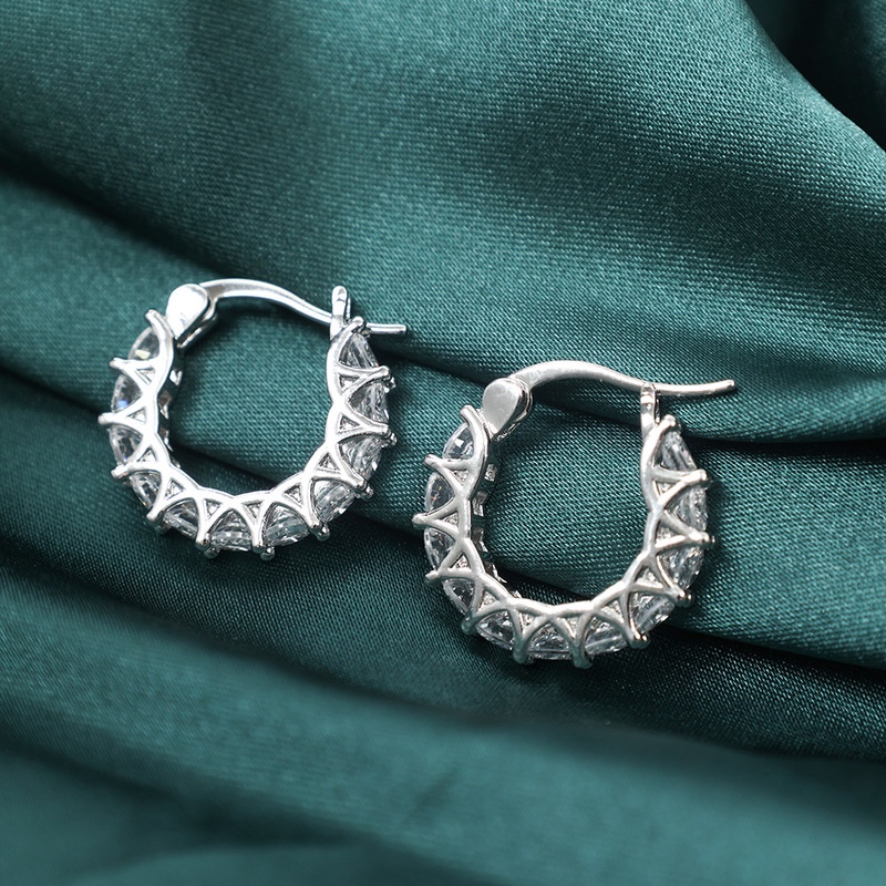 Bông Tai Tròn Đính Đá Zircon Đơn Giản Phong Cách Hàn Quốc Cho Nữ