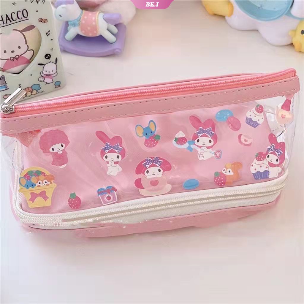SANRIO Bóp Viết Hai Lớp Trong Suốt Có Khóa Kéo Họa Tiết Kuromi Cinnamoroll My Melody Dễ Thương