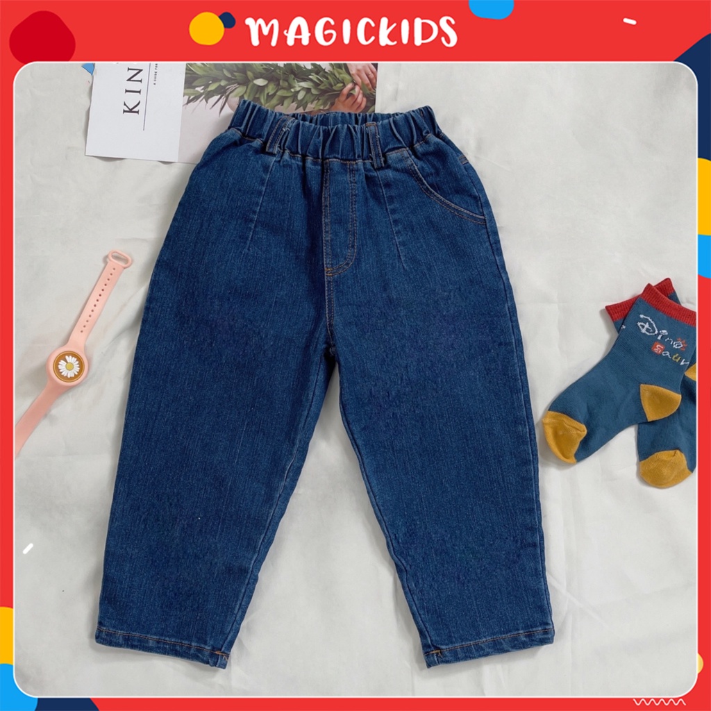 Quần dài jean bé trai Magickids form rộng túi lệch chất bò mềm co giãn Quần áo trẻ em đi học đi chơi QĐ22019