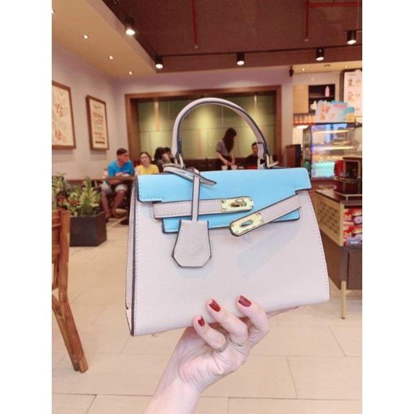 Túi Xách Nữ Hermes Kelly đi tiệc đi chơi Bản Phối Màu da mềm mướt cao cấp rất sang đẹp full màu